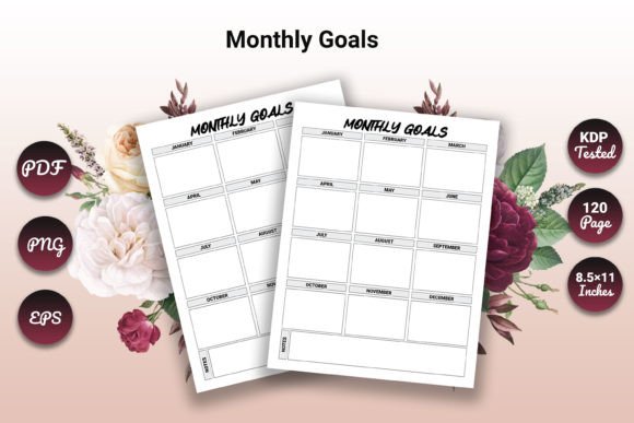 Download Monthly Goals KDP Interior Log Book - Monthly goals Collection