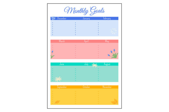 Download Monthly Goals Grid Creative Planner Page - Monthly goals Collection
