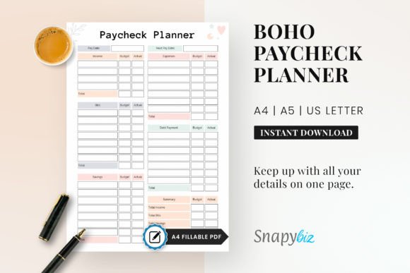 Download Paycheck Budget Printable Planner PDF - Printable planner Collection