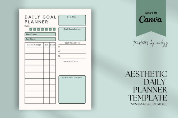 Download Pastel Daily Goal Planner Template Canva - Planner template Collection