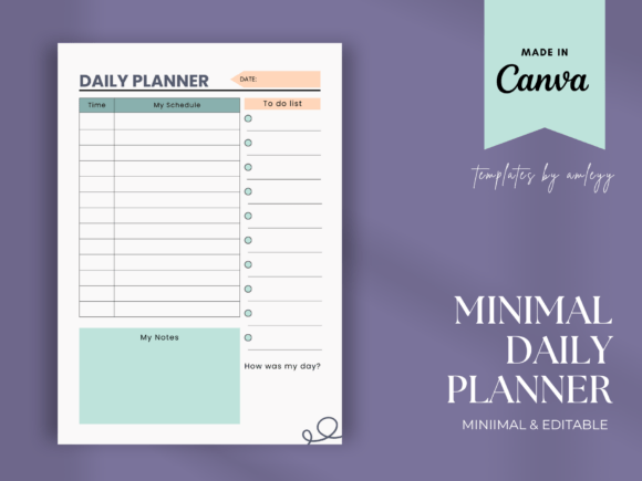 Download Minimal Daily Planner Template Canva - Planner template Collection