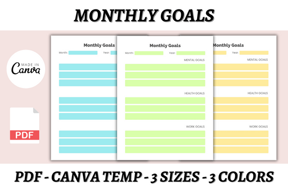 Download Monthly Goals Canva Template - Monthly goals Collection