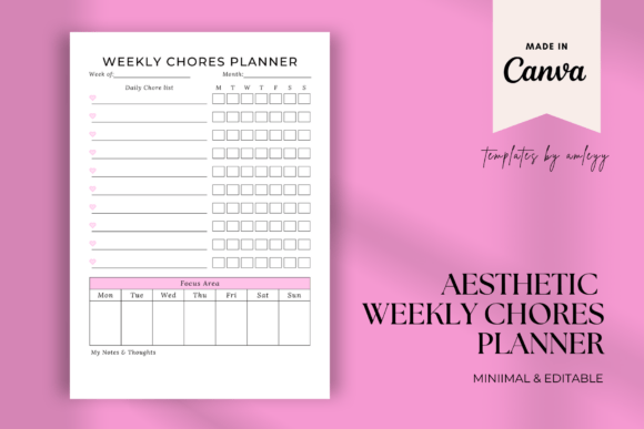 Download Aesthetic Weekly Chores Planner Template - Planner template Collection