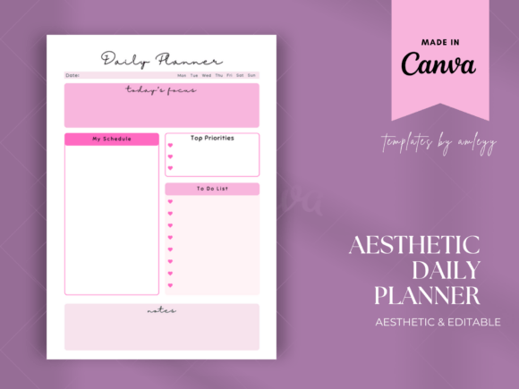 Download Aesthetic Daily Planner Template Canva - Planner template Collection